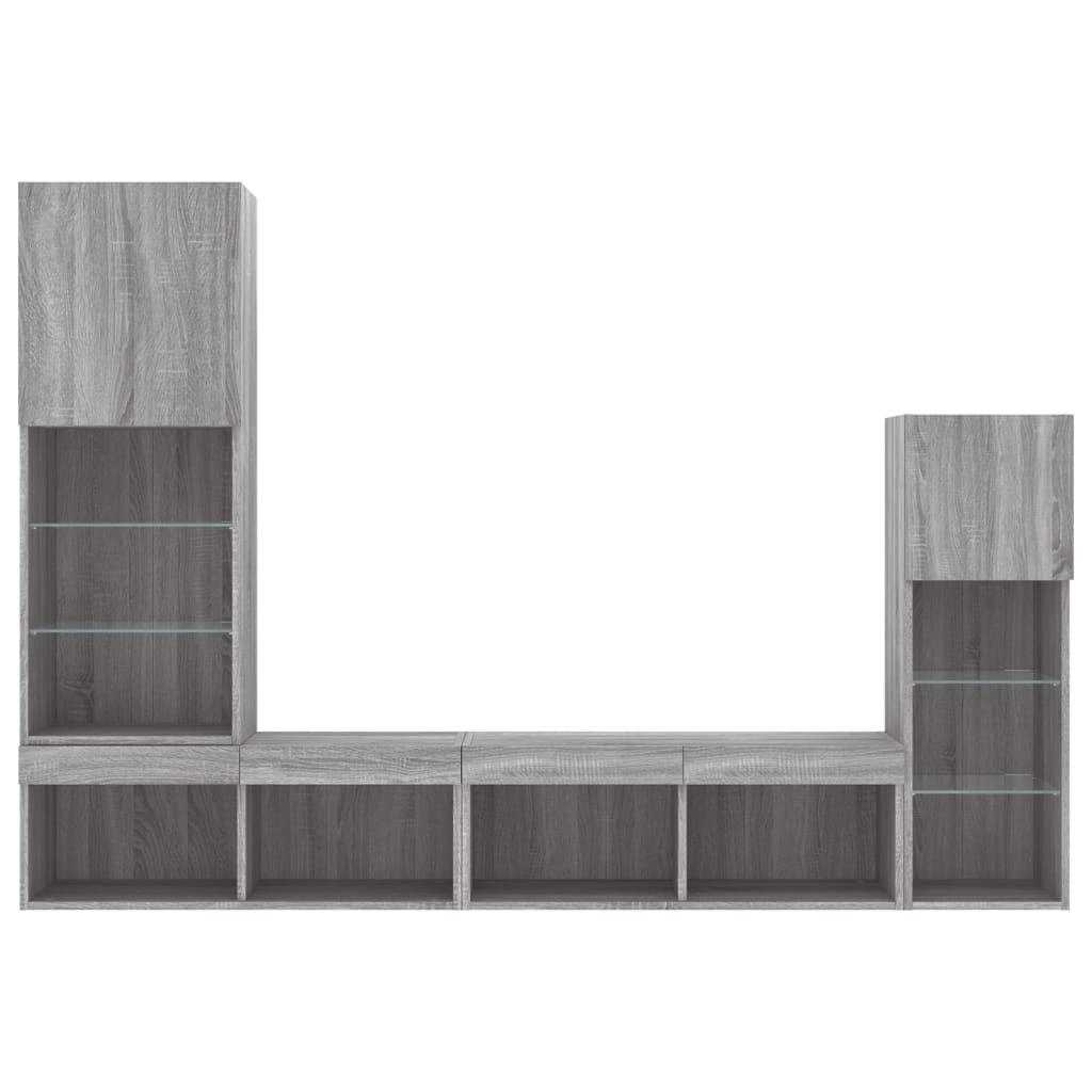 Mobili Tv A Muro Con Led 4Pz In Legno Multistrato