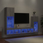 Mobili Tv A Muro Con Led 4Pz In Legno Multistrato