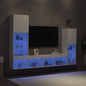 Mobili Tv A Muro Con Led 4Pz Neri In Legno Multistrato