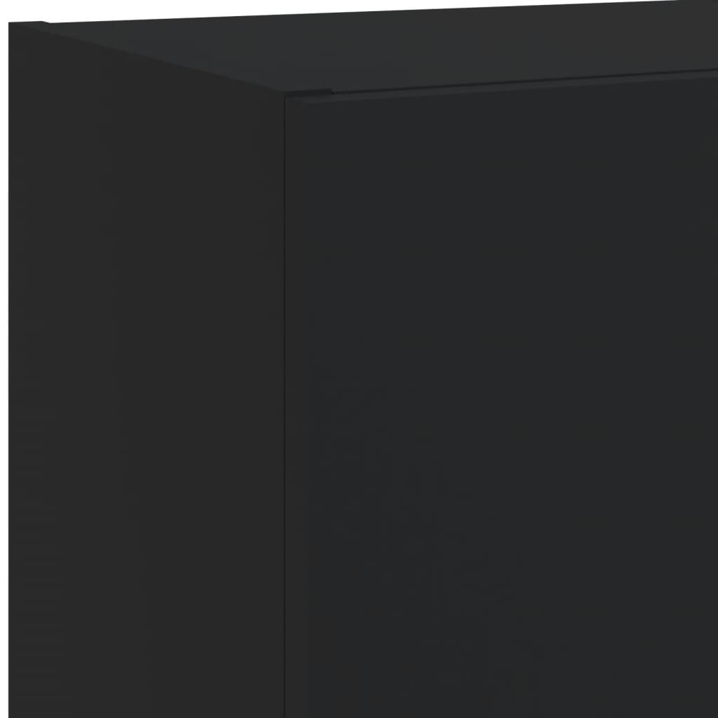 Mobili Tv A Muro Con Led 4Pz Neri In Legno Multistrato