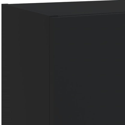 Mobili Tv A Muro Con Led 4Pz Neri In Legno Multistrato