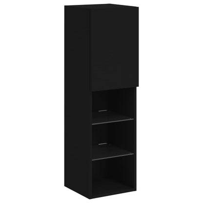 Mobili Tv A Muro Con Led 4Pz Neri In Legno Multistrato