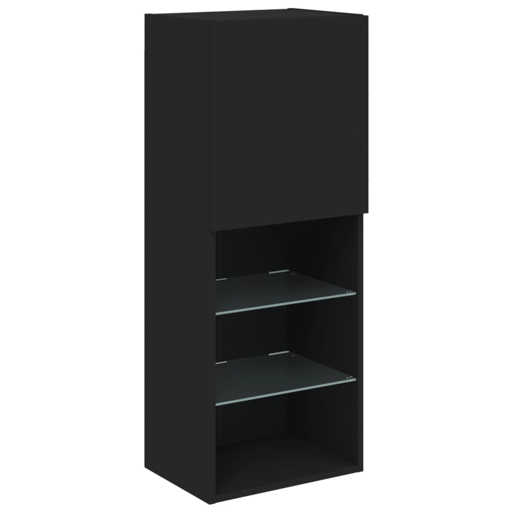 Mobili Tv A Muro Con Led 4Pz Neri In Legno Multistrato
