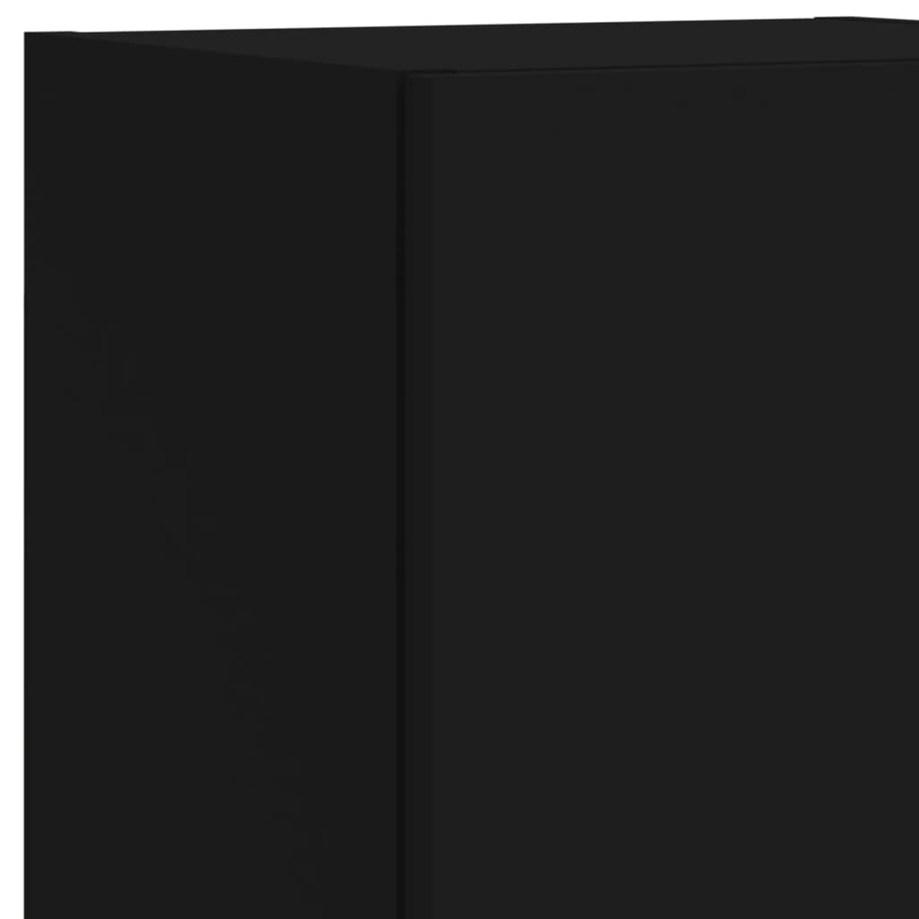 Mobili Tv A Muro Con Led 4Pz Neri In Legno Multistrato