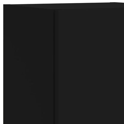 Mobili Tv A Muro Con Led 4Pz Neri In Legno Multistrato