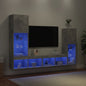 Mobili Tv A Muro Con Led 4Pz Neri In Legno Multistrato
