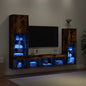 Mobili Tv A Muro Con Led 4Pz Neri In Legno Multistrato
