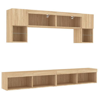 Mobili Tv A Muro Con Led 6Pz Legno Multistrato