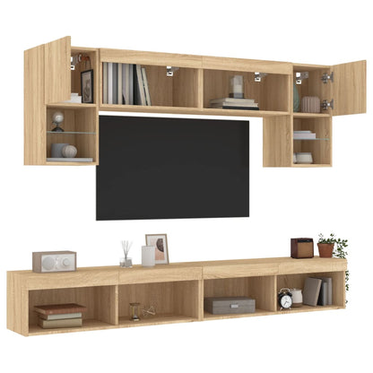 Mobili Tv A Muro Con Led 6Pz Legno Multistrato