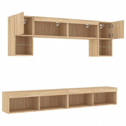 Mobili Tv A Muro Con Led 6Pz Legno Multistrato