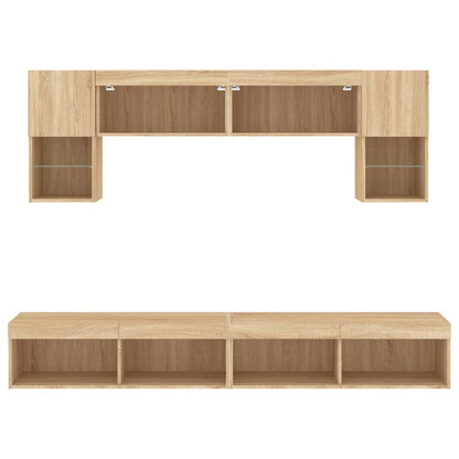 Mobili Tv A Muro Con Led 6Pz Legno Multistrato