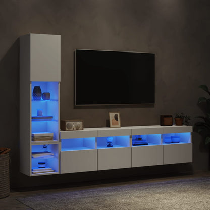 Mobili Tv A Muro Con Led 4Pz Legno Multistrato