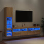 Mobili Tv A Muro Con Led 4Pz Legno Multistrato