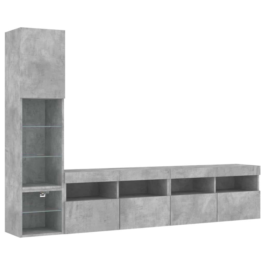 Mobili Tv A Muro Con Led 4Pz Legno Multistrato