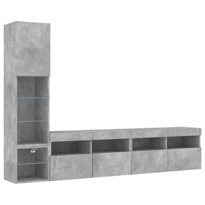 Mobili Tv A Muro Con Led 4Pz Legno Multistrato