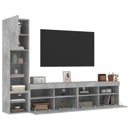 Mobili Tv A Muro Con Led 4Pz Legno Multistrato