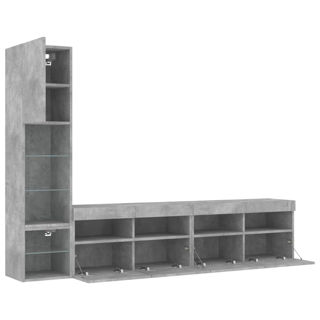 Mobili Tv A Muro Con Led 4Pz Legno Multistrato