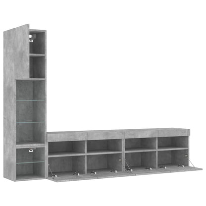 Mobili Tv A Muro Con Led 4Pz Legno Multistrato