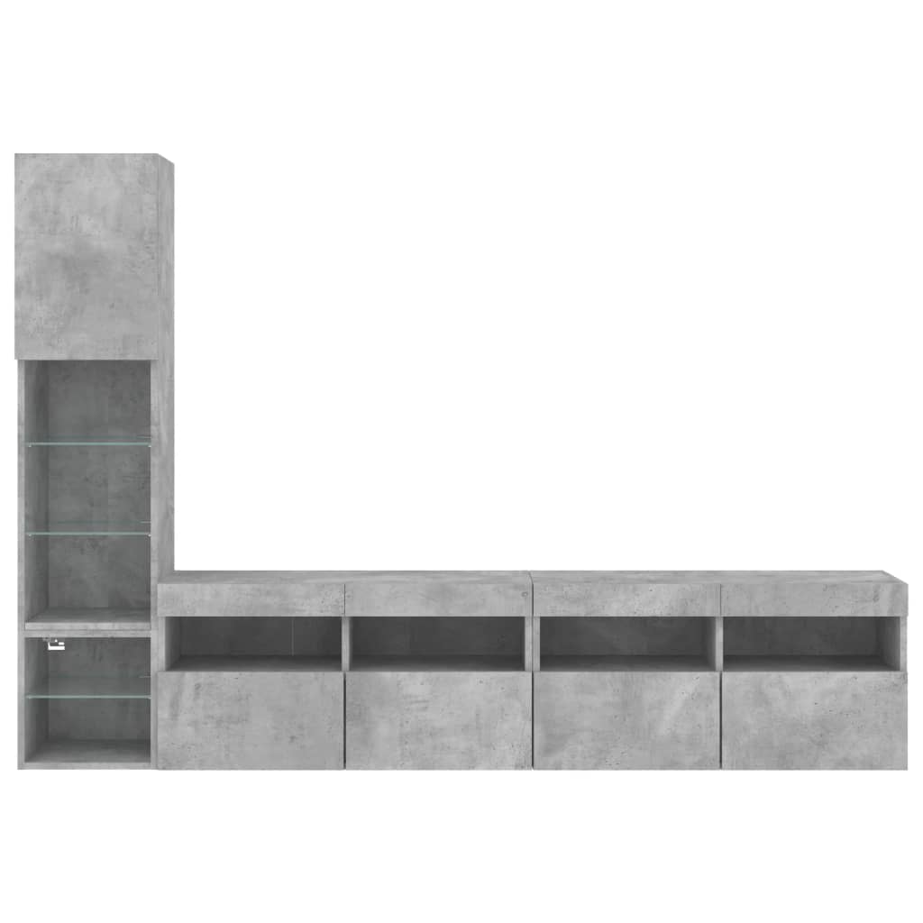 Mobili Tv A Muro Con Led 4Pz Legno Multistrato