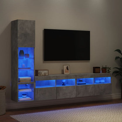 Mobili Tv A Muro Con Led 4Pz Legno Multistrato