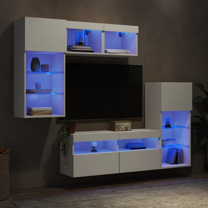 Mobili Tv A Muro Con Led 5Pz Legno Multistrato