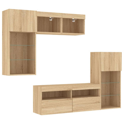 Mobili Tv A Muro Con Led 5Pz Legno Multistrato