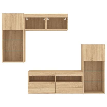 Mobili Tv A Muro Con Led 5Pz Legno Multistrato