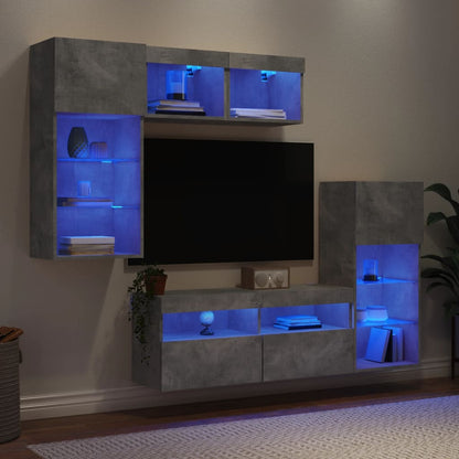 Mobili Tv A Muro Con Led 5Pz Legno Multistrato
