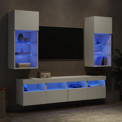 Mobili Tv A Muro Con Led 5Pz Legno Multistrato