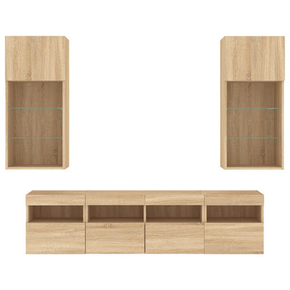 Mobili Tv A Muro Con Led 5Pz Legno Multistrato