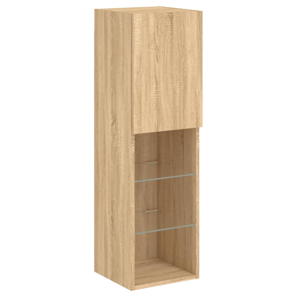 Set Mobili Tv A Muro 7 Pz Con Luci Led