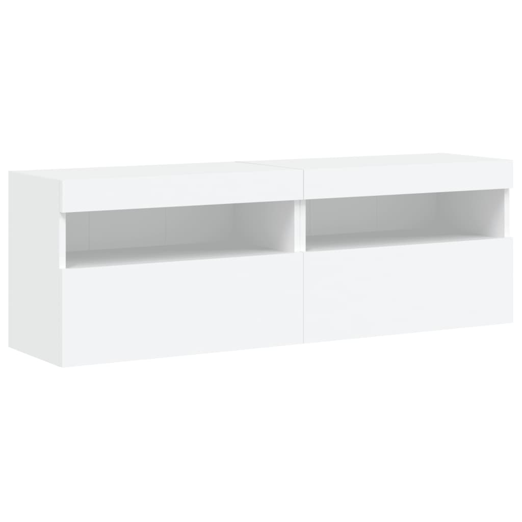 Set Mobili Tv A Muro 7 Pz Con Luci Led