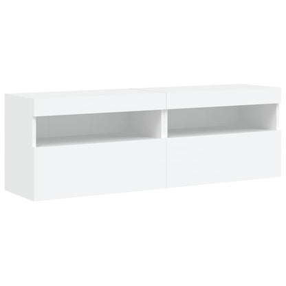 Set Mobili Tv A Muro 7 Pz Con Luci Led