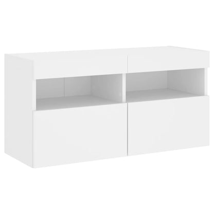Set Mobili Tv A Muro 7 Pz Con Luci Led