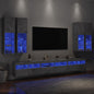 Set Mobili Tv A Muro 7 Pz Con Luci Led