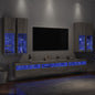 Set Mobili Tv A Muro 7 Pz Con Luci Led