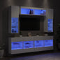 Set Mobili Tv A Muro 6 Pz Con Luci Led