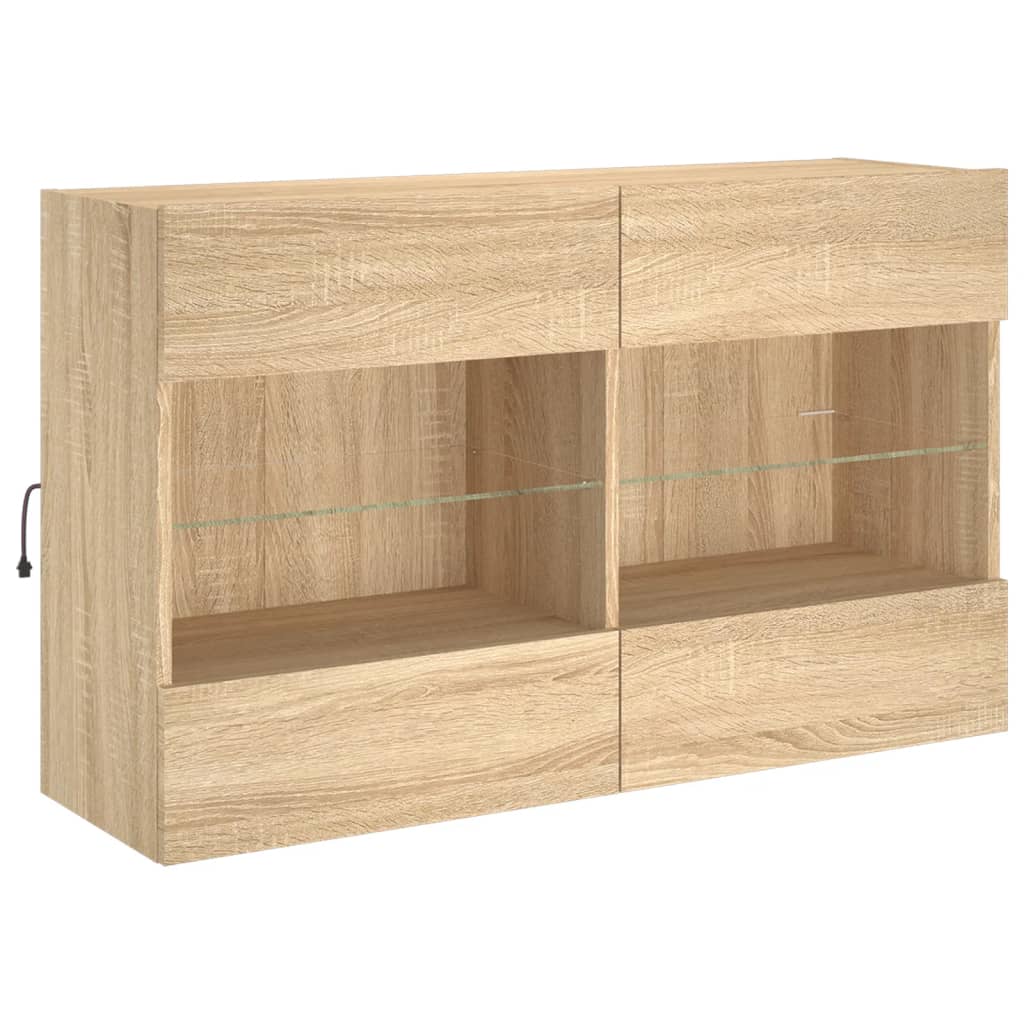 Set Mobili Tv A Muro 6 Pz Con Luci Led