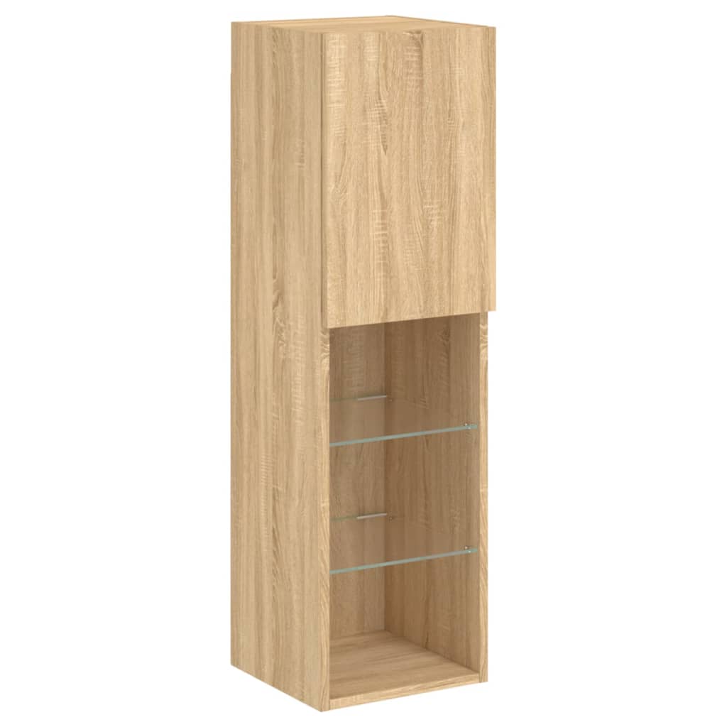 Set Mobili Tv A Muro 6 Pz Con Luci Led