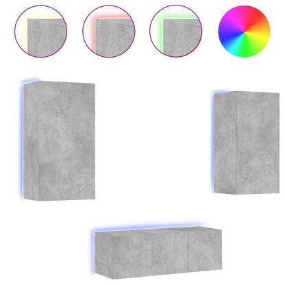 Mobili Tv A Muro Con Led 4Pz Legno Multistrato