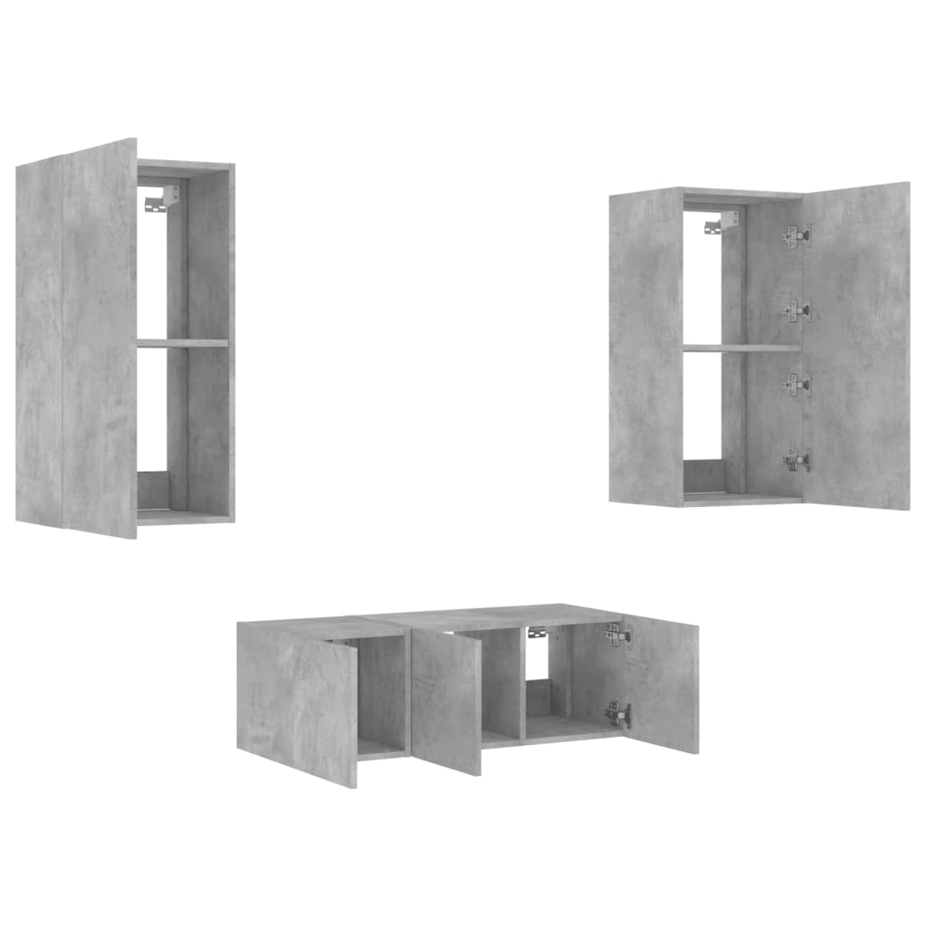 Mobili Tv A Muro Con Led 4Pz Legno Multistrato
