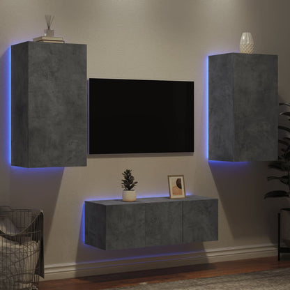 Mobili Tv A Muro Con Led 4Pz Legno Multistrato