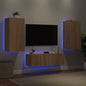 Mobili Tv A Muro 3Pz Con Luci Led