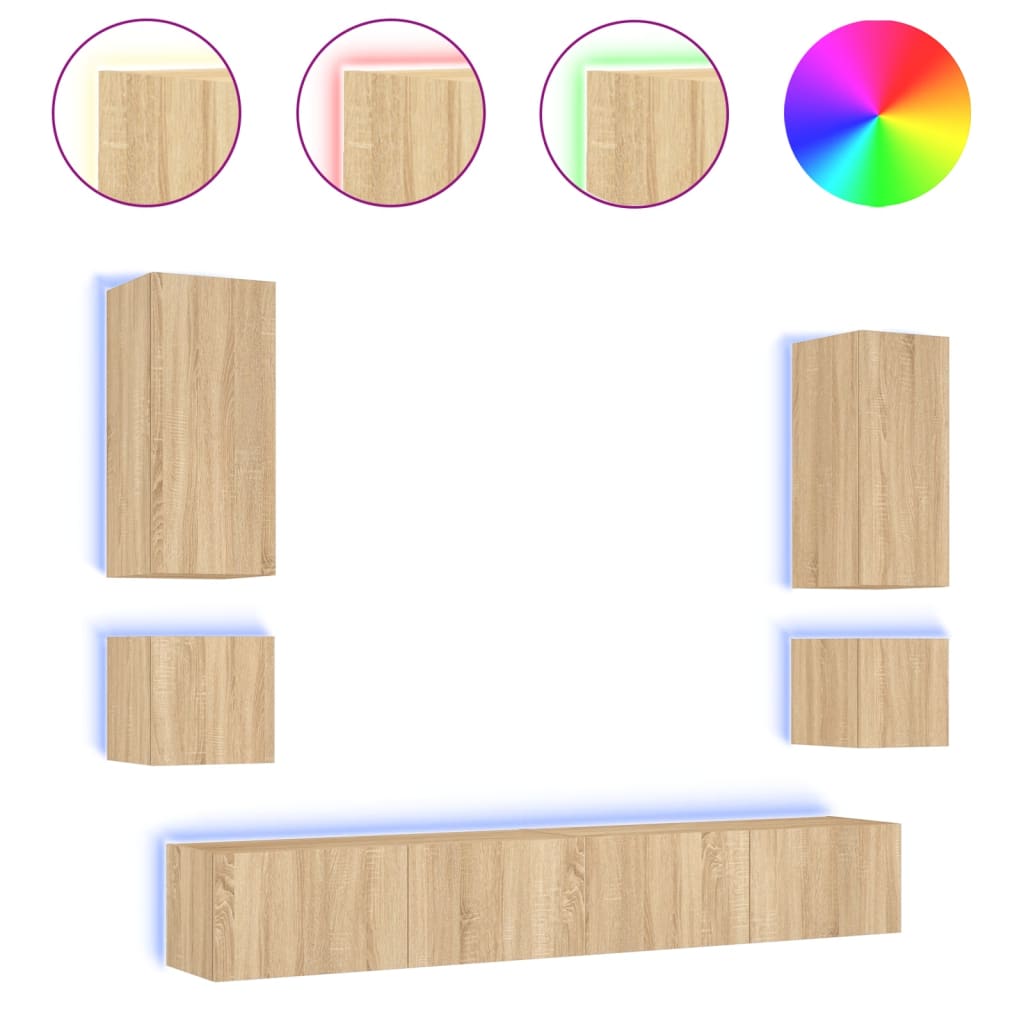Mobili Tv A Muro 6Pz Con Luci Led
