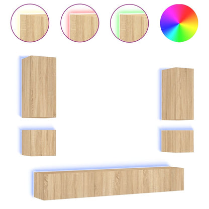 Mobili Tv A Muro 6Pz Con Luci Led