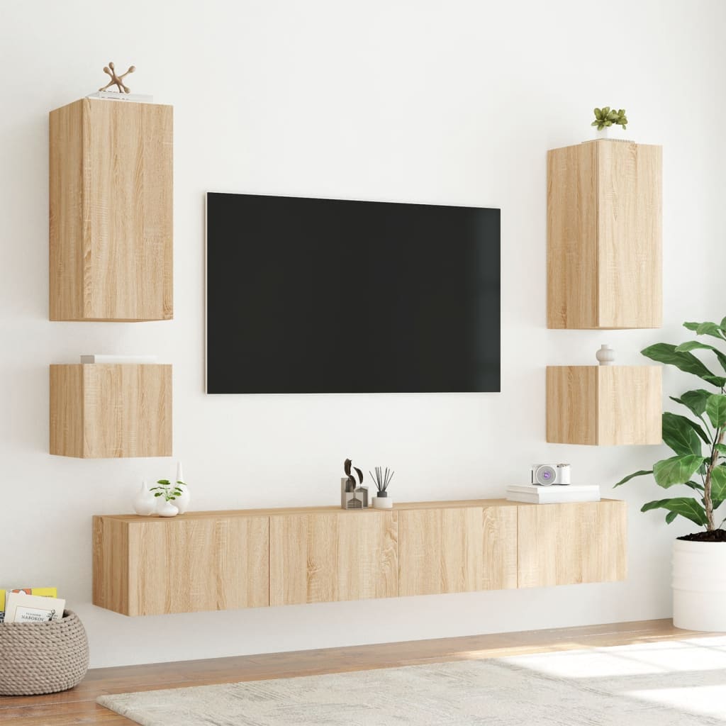 Mobili Tv A Muro 6Pz Con Luci Led