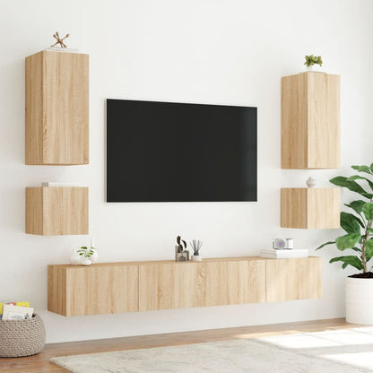 Mobili Tv A Muro 6Pz Con Luci Led