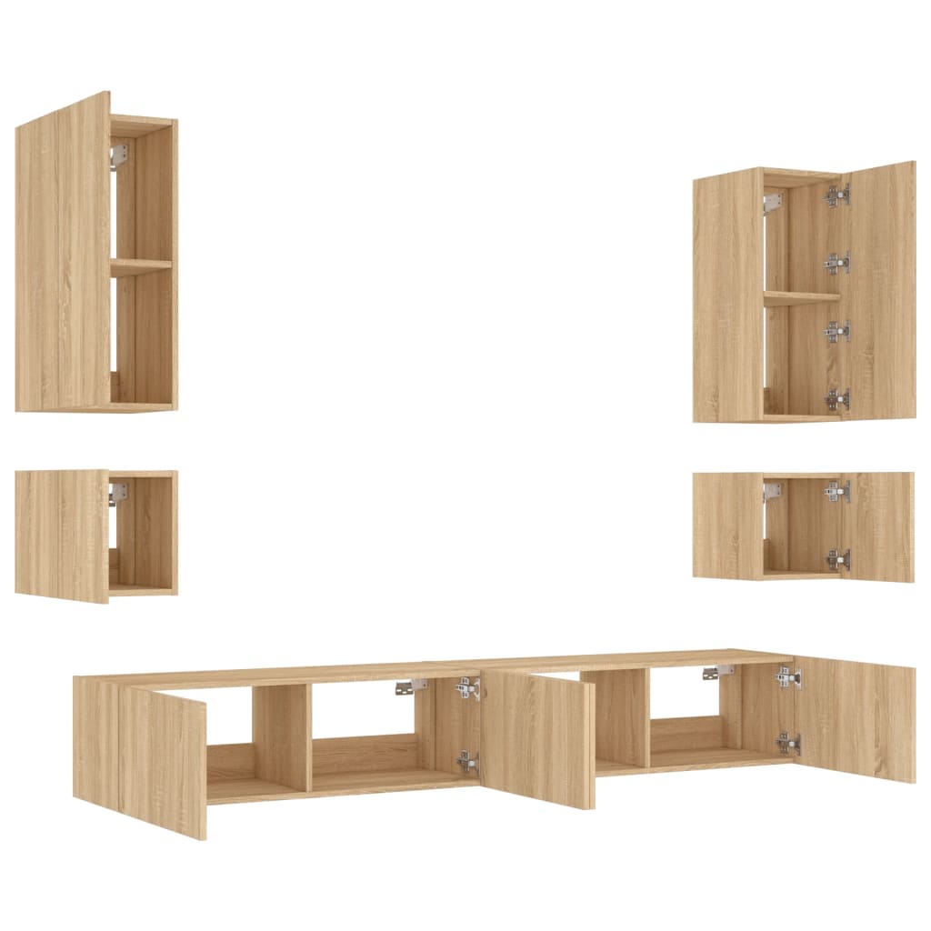 Mobili Tv A Muro 6Pz Con Luci Led