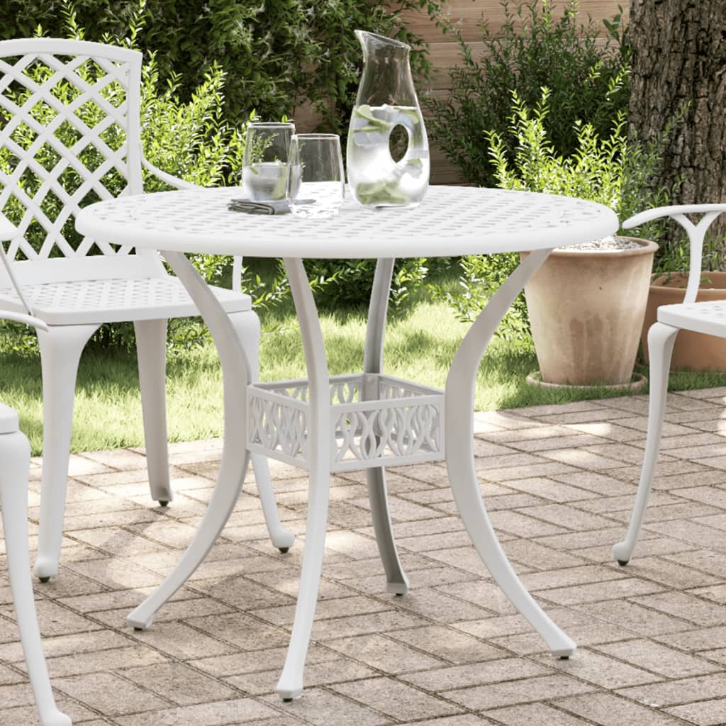 Tavolo Da Giardino Ø90X75 Cm In Alluminio Pressofuso