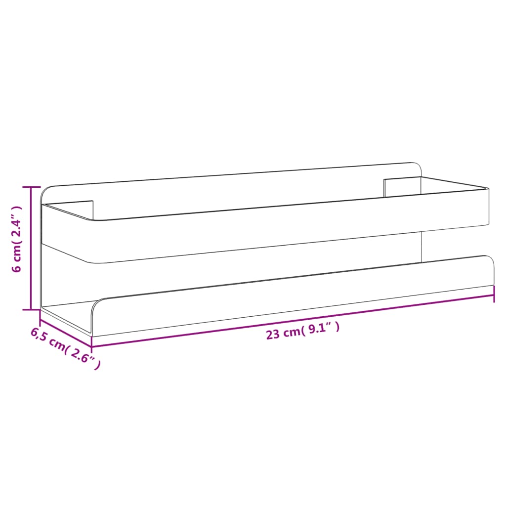 Mensola Per Doccia 23X6,5X6 Cm In Acciaio Inox 304 Spazzolato